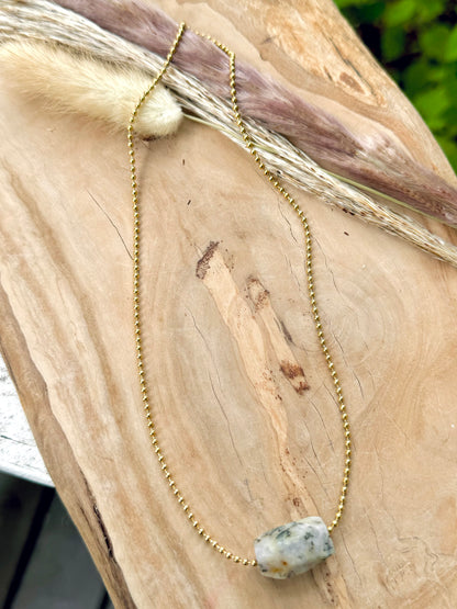 Dendritic Opal + Gold Necklace