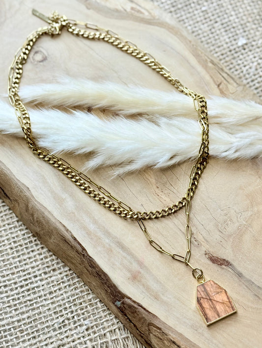 Labradorite + Gold Stainless Steel Layered Necklace