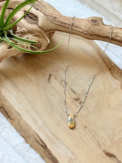 Bumblebee Jasper + Silver Necklace