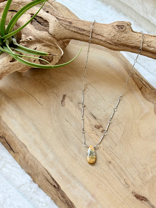 Bumblebee Jasper + Silver Necklace