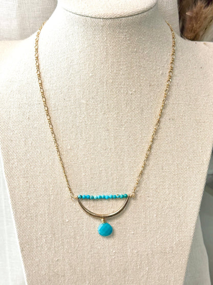 Turquoise + Matte Gold Horseshoe Necklace