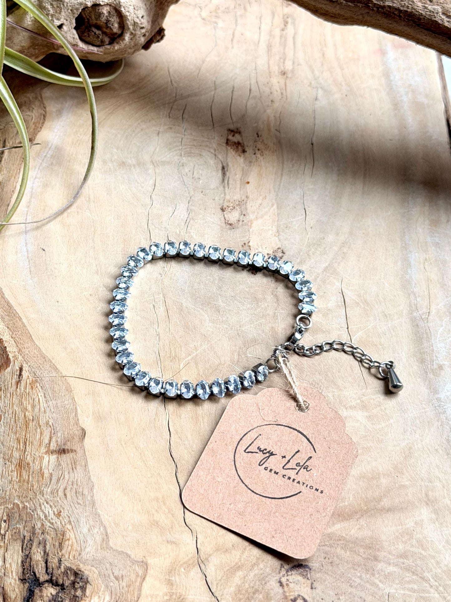 Oval Cubic Zirconia Tennis Bracelet in Stainless Steel