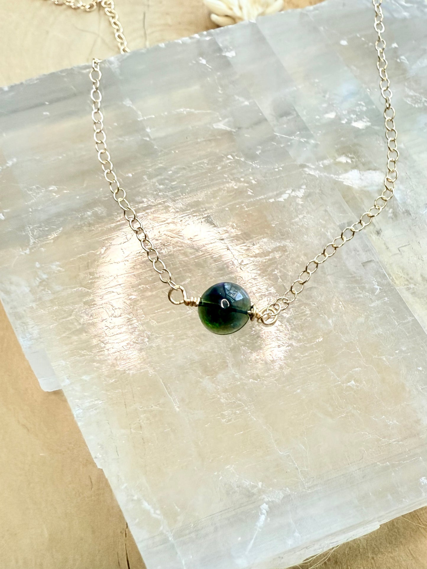 Black Ethiopian Opal + Gold Filled Necklace