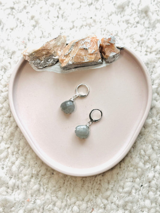 Gray Moonstone + Silver Earrings