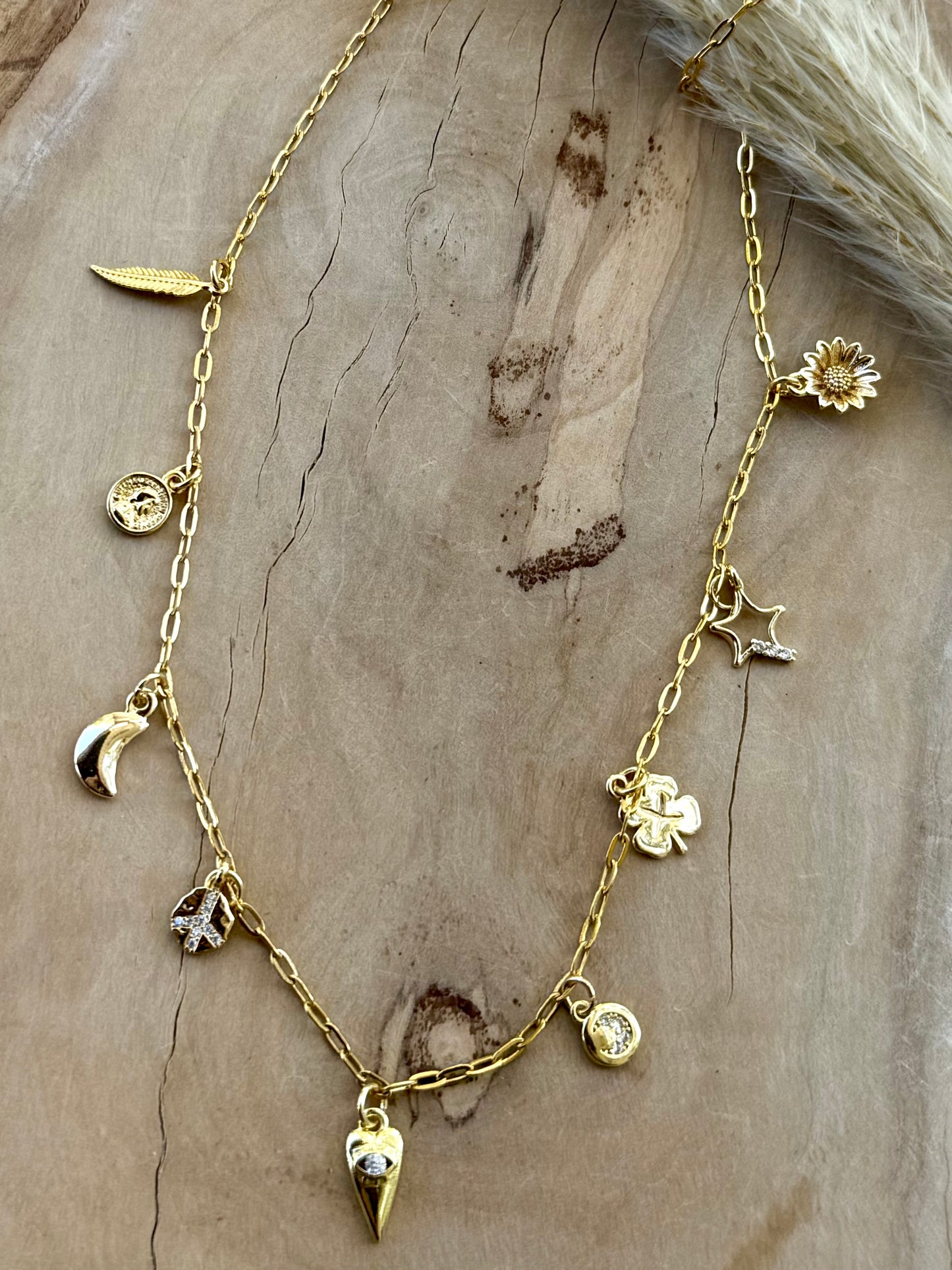 Tiny Gold Choker Charm Necklace