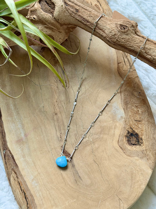 Sleeping Beauty Turquoise + Silver Stainless Necklace
