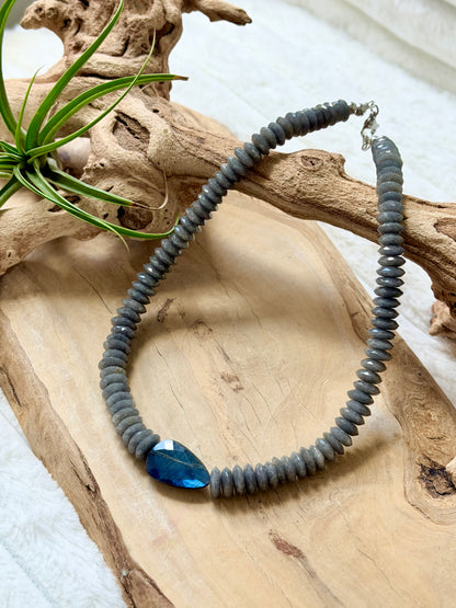 Gray Agate + Labradorite Chunky Necklace