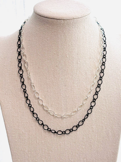 Black + Silver Chain Duet Necklace