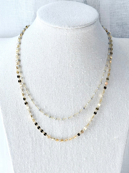 Labradorite + Gold Sequin Duet Necklace