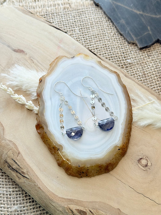 Iolite + Silver Chandelier Earrings