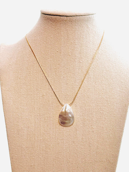 Mother of Pearl + Gold Teardrop Necklace