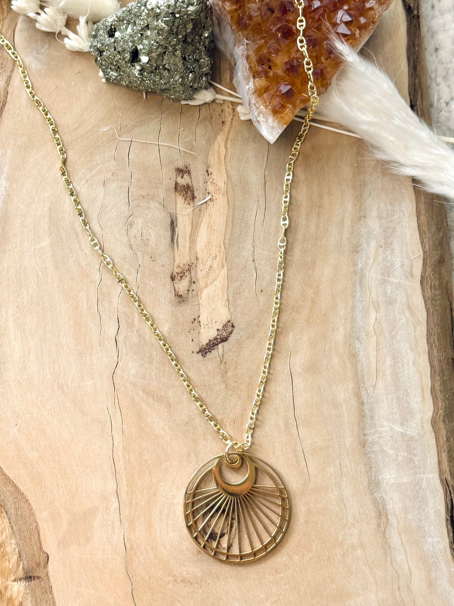 Gold Sun Ray Necklace