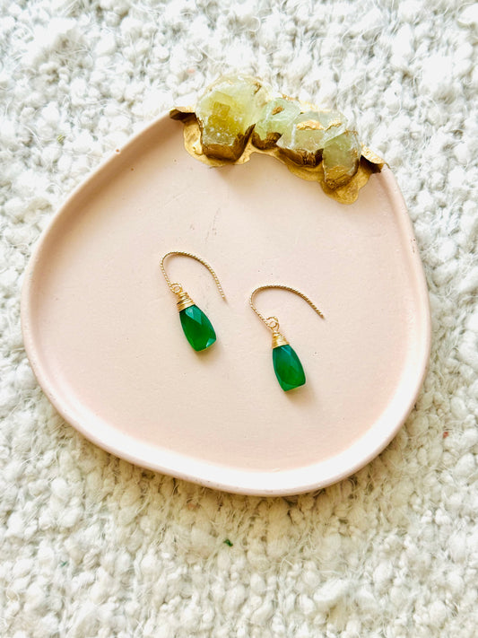 Green Onyx + Gold Earrings