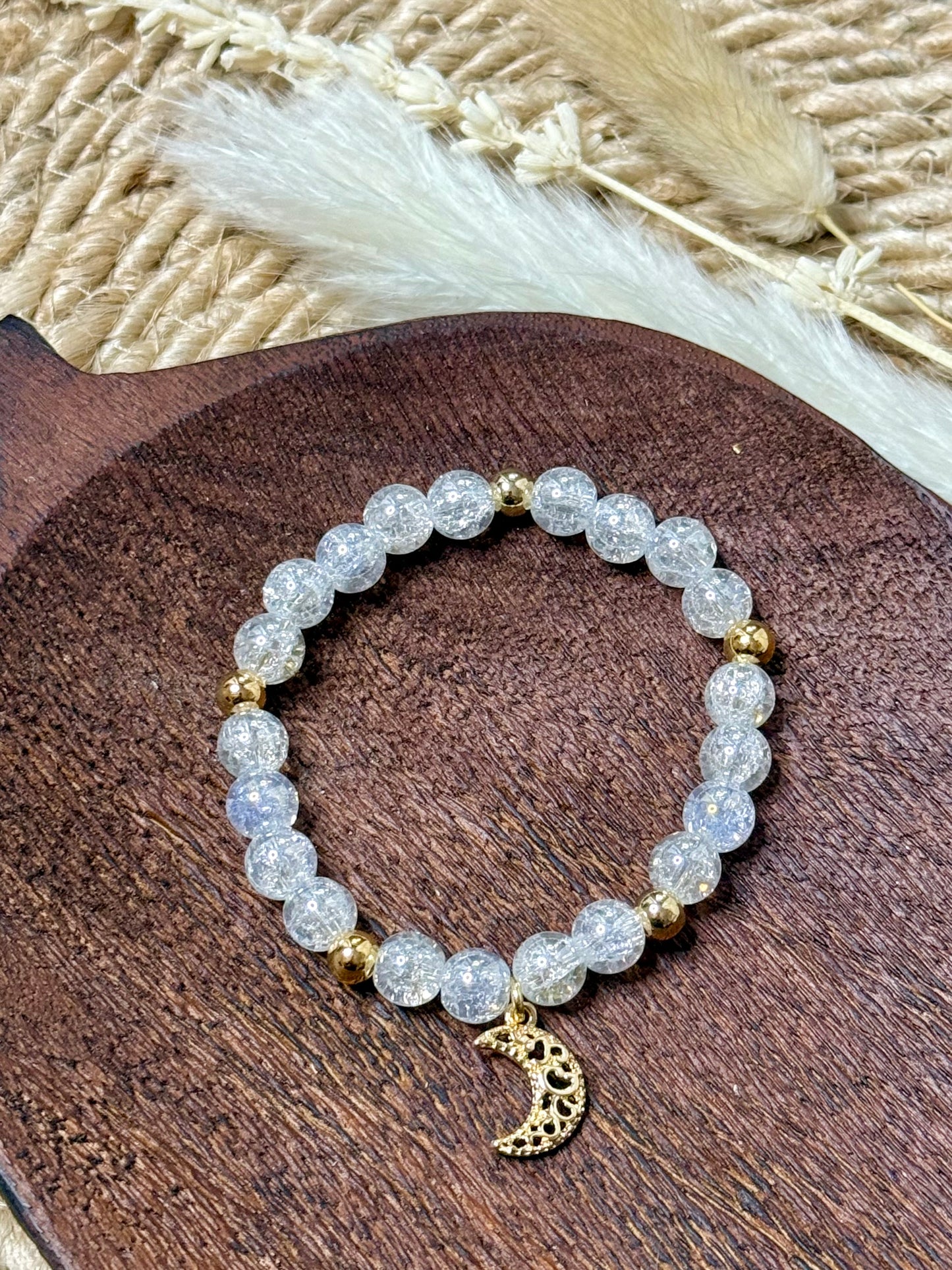 Cracked Aura Quartz + Gold Chunky Charm Band