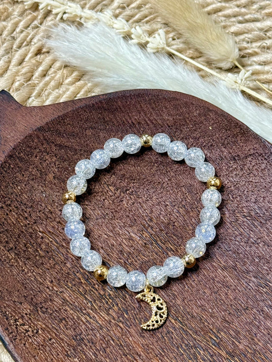 Cracked Aura Quartz + Gold Chunky Charm Band