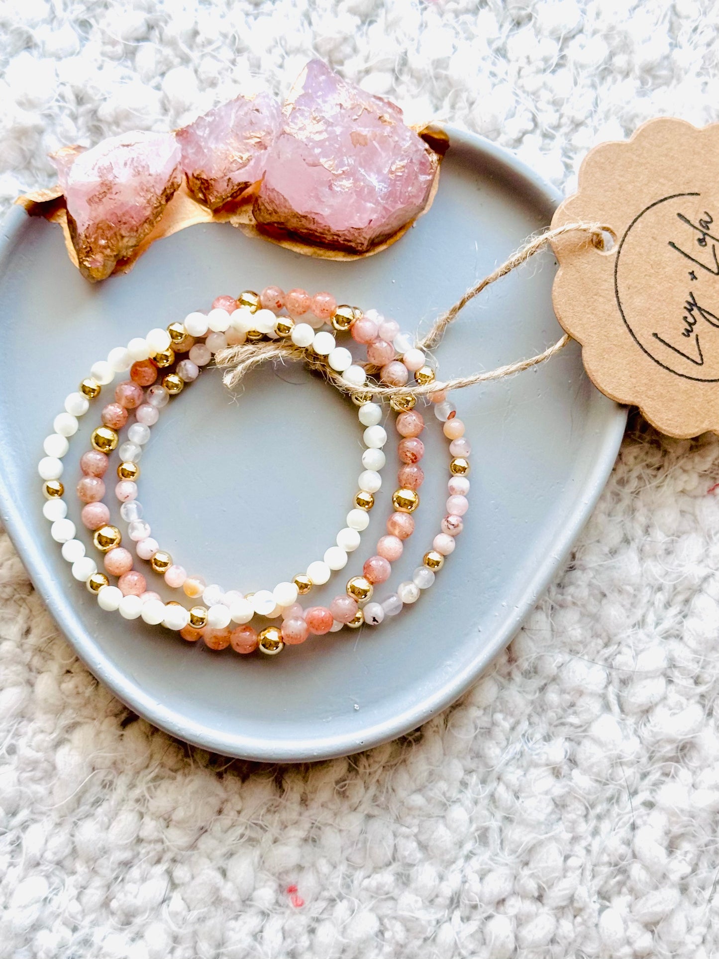 Pink + Peach in Gold Stack (3-stack)