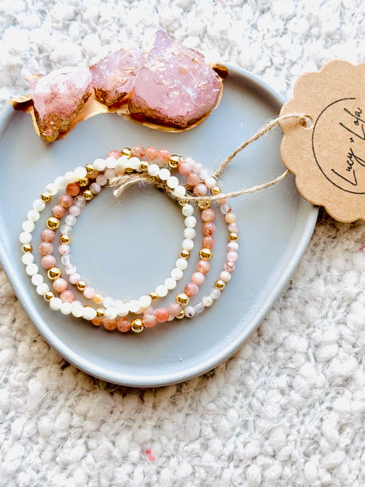 Pink + Peach in Gold Stack (3-stack)