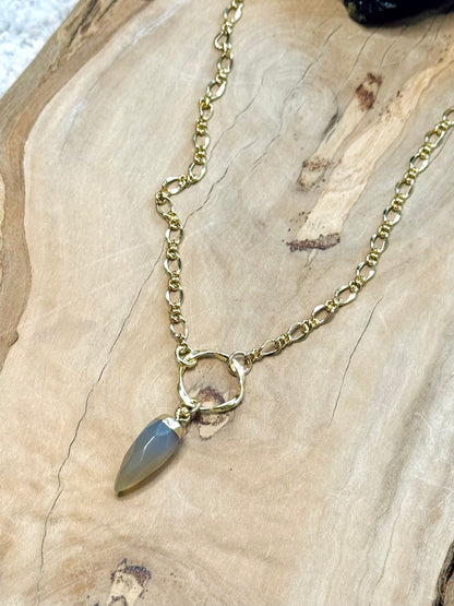 Gray Agate + Gold Eternity Necklace