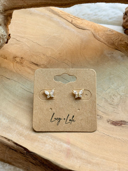 Zircon + Gold Butterfly Stud Earrings