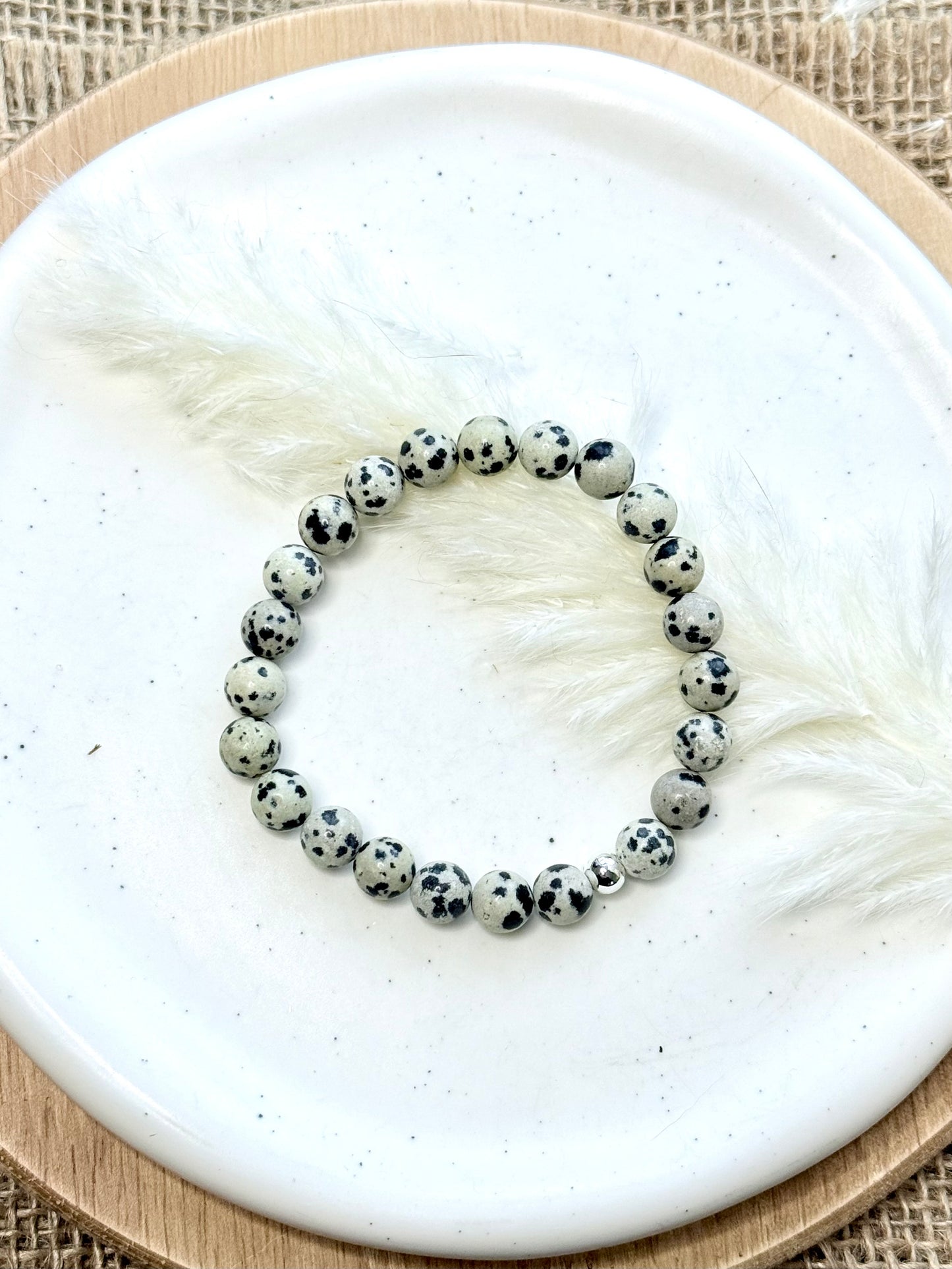 Dalmation Jasper + Silver Unisex Band