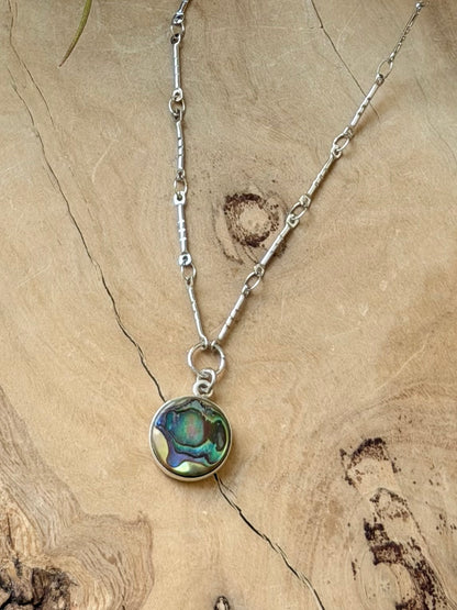 Abalone + Silver Stainless Steel Necklace