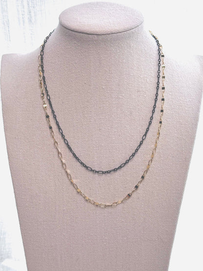 Black + Gold Skinny Chain Duet Necklace