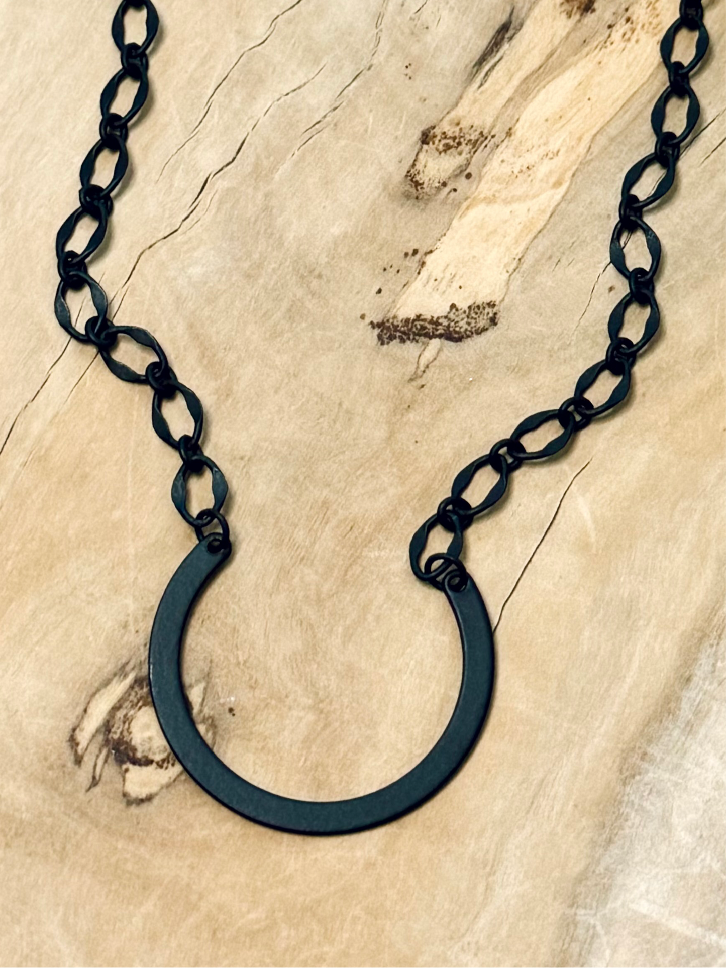 Matte Black Horseshoe Necklace