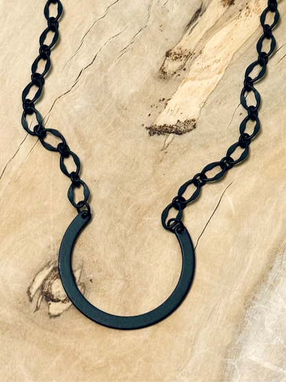 Matte Black Horseshoe Necklace