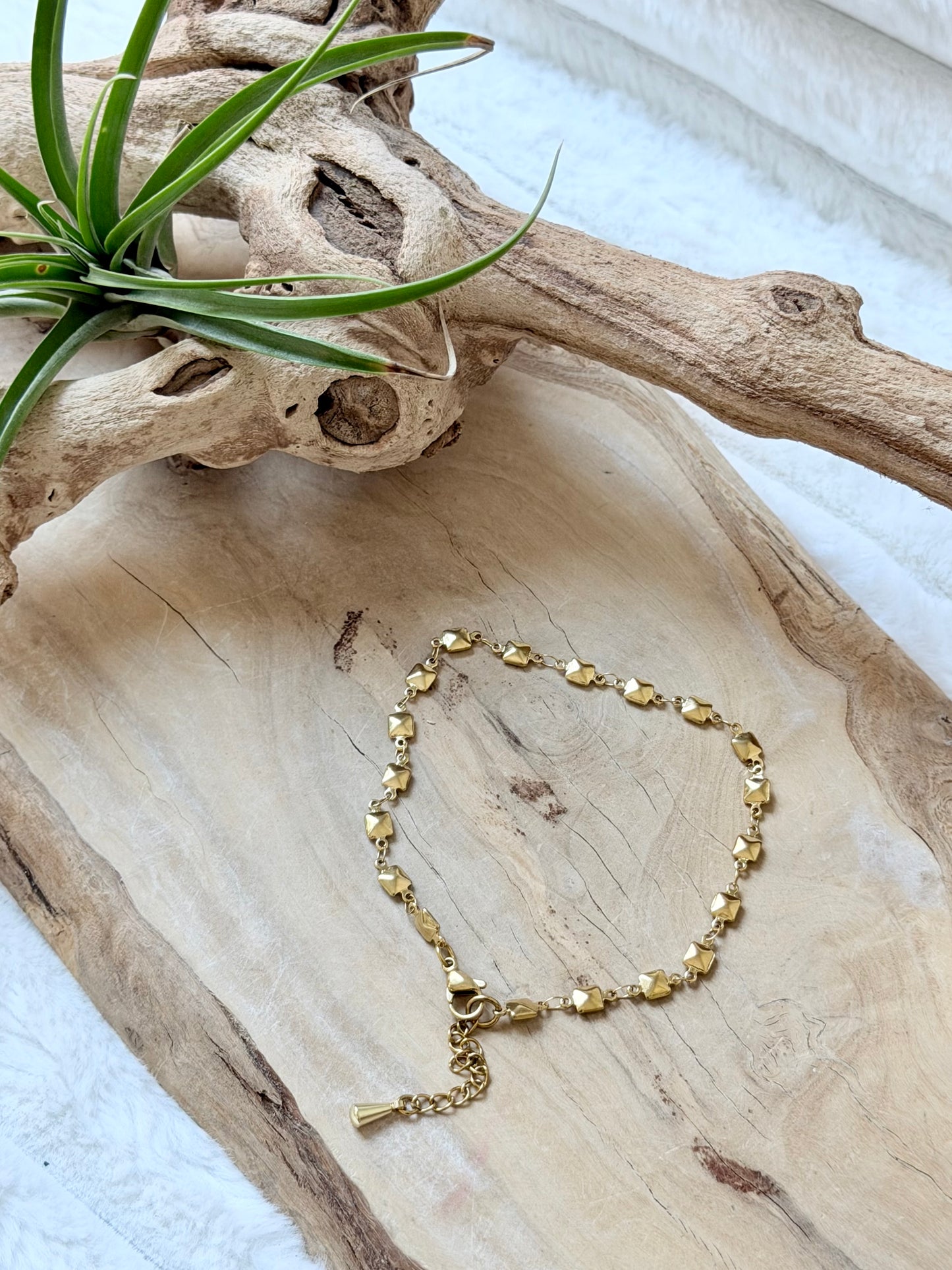 Gold Stainless Steel Square Chain Anklet