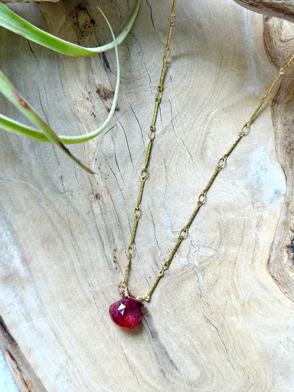 Pink Tourmaline + Silver Stainless Steel Necklace