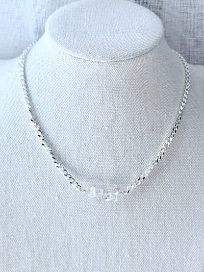 Herkimer Diamond + Silver Choker Necklace