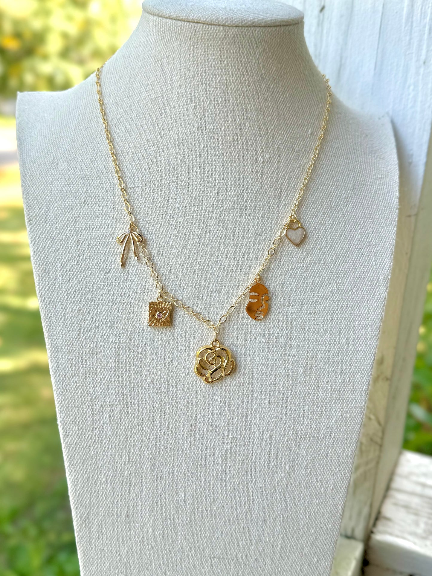 Feminine Gold Charm Necklace