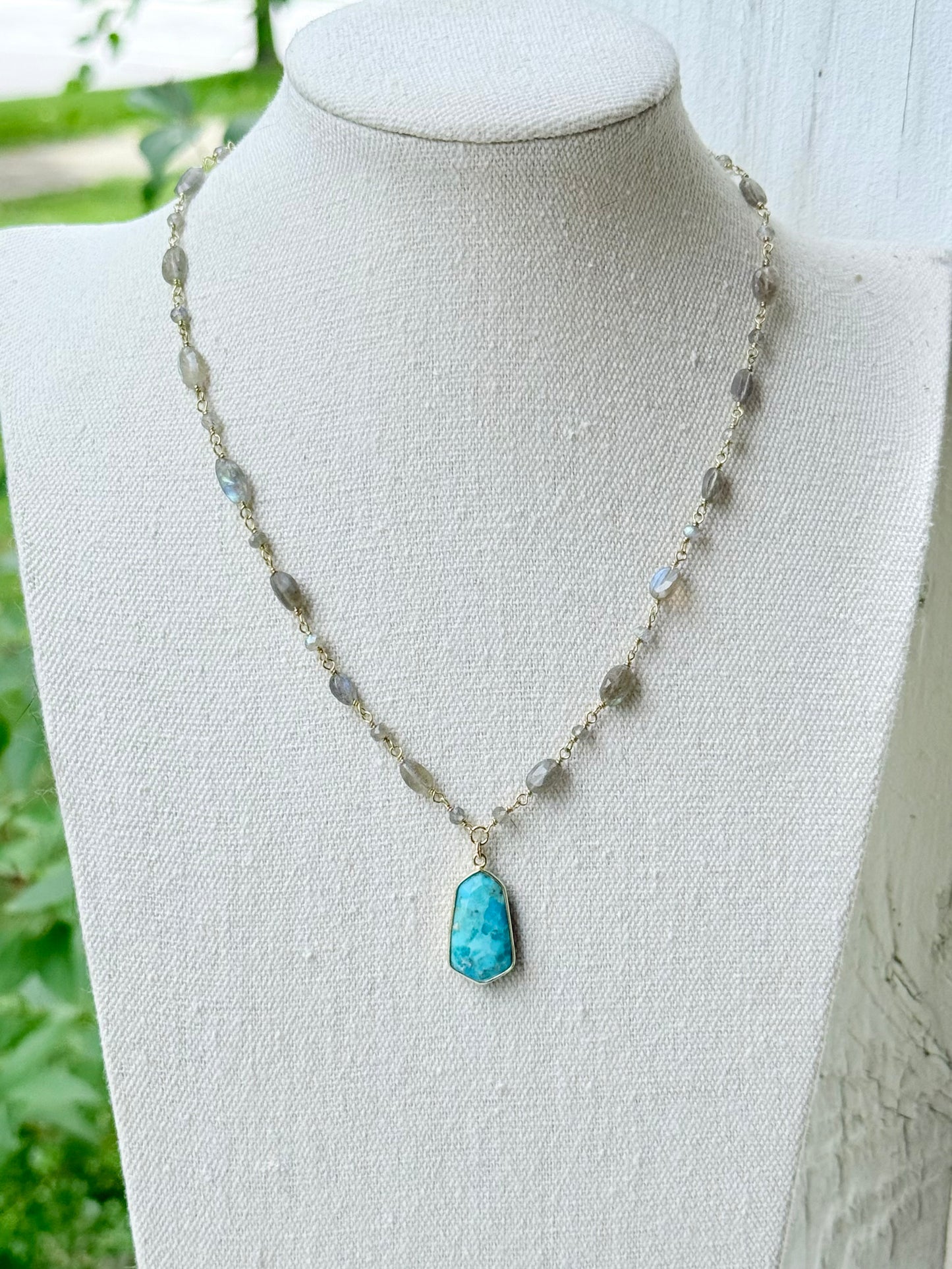 Turquoise + Labradorite Gold Necklace