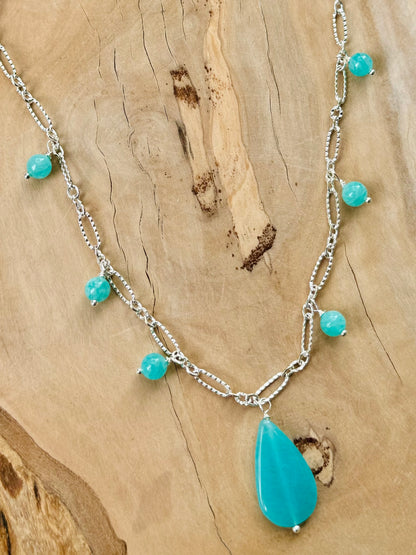 Peruvian Amazonite + Silver Necklace