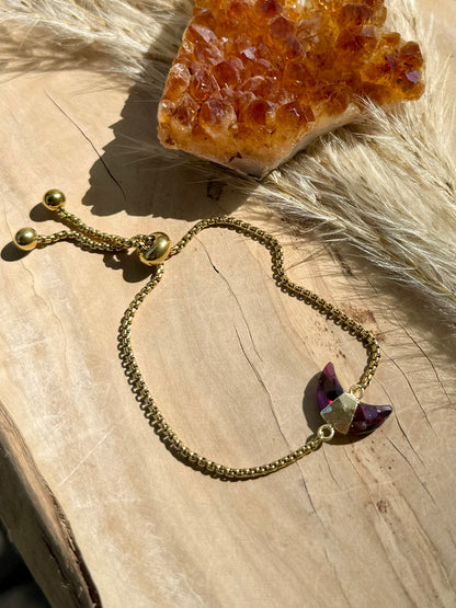 Gemstone Pendant + Gold Slider Chain Bracelet