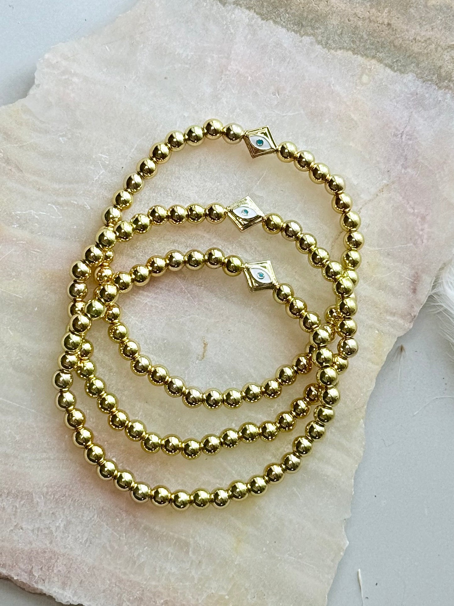 Diamond Evil Eye + Gold Bracelet