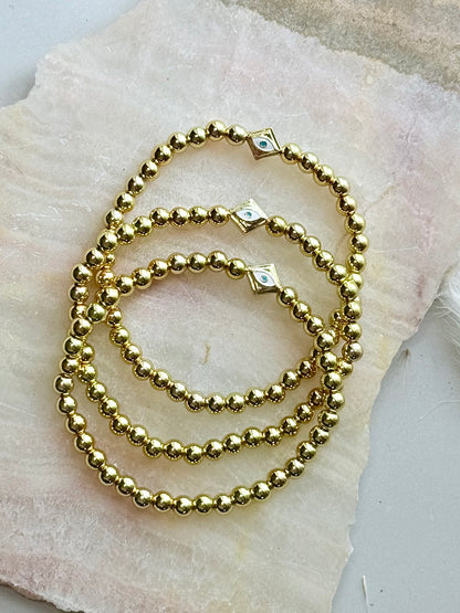 Diamond Evil Eye + Gold Bracelet