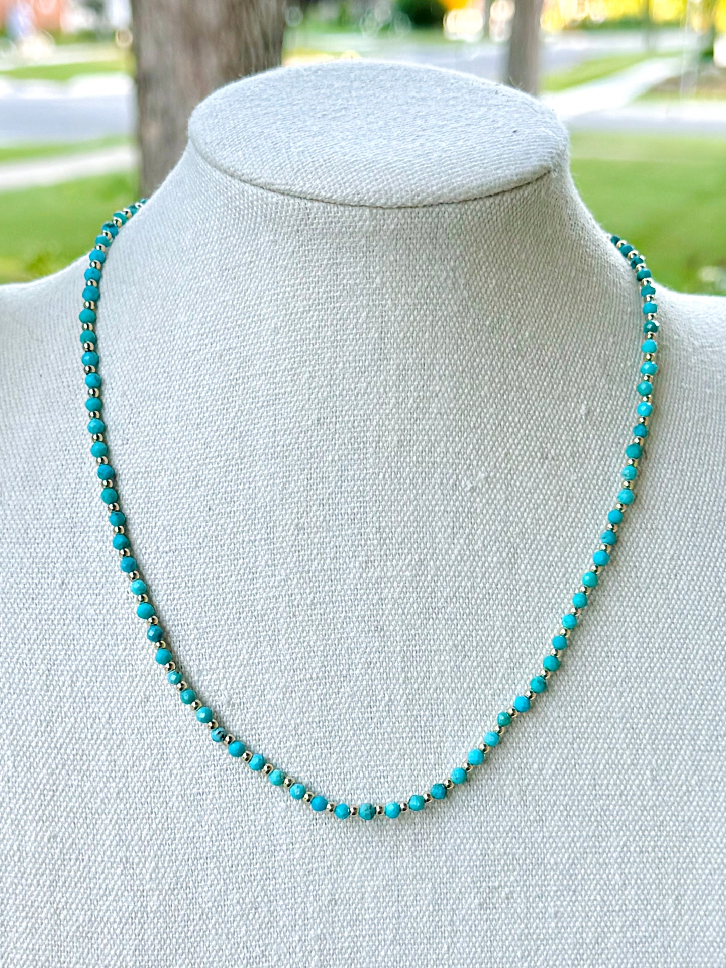 Turquoise + Gold Beaded Necklace