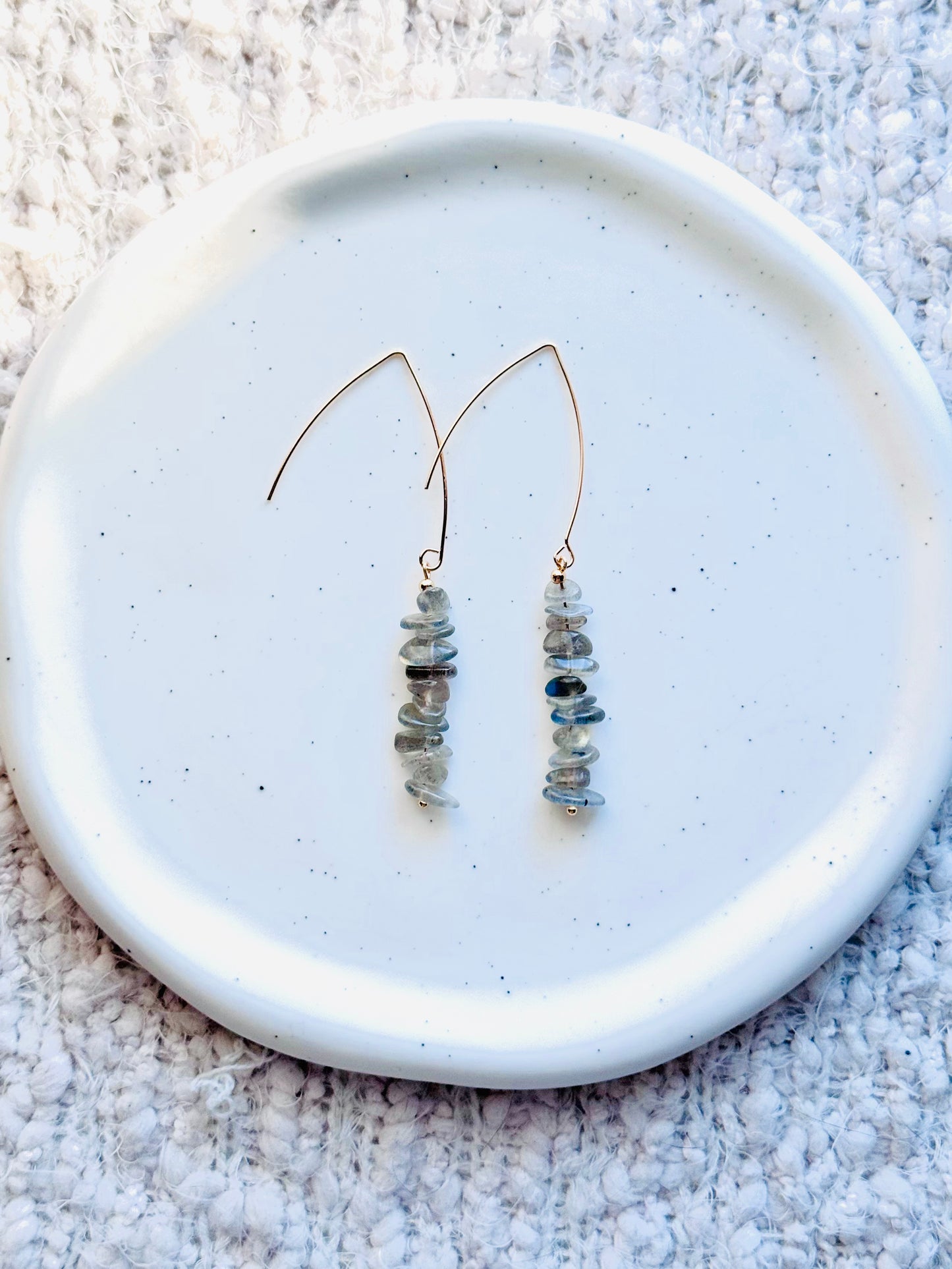 Labradorite + Gold Threader Earrings