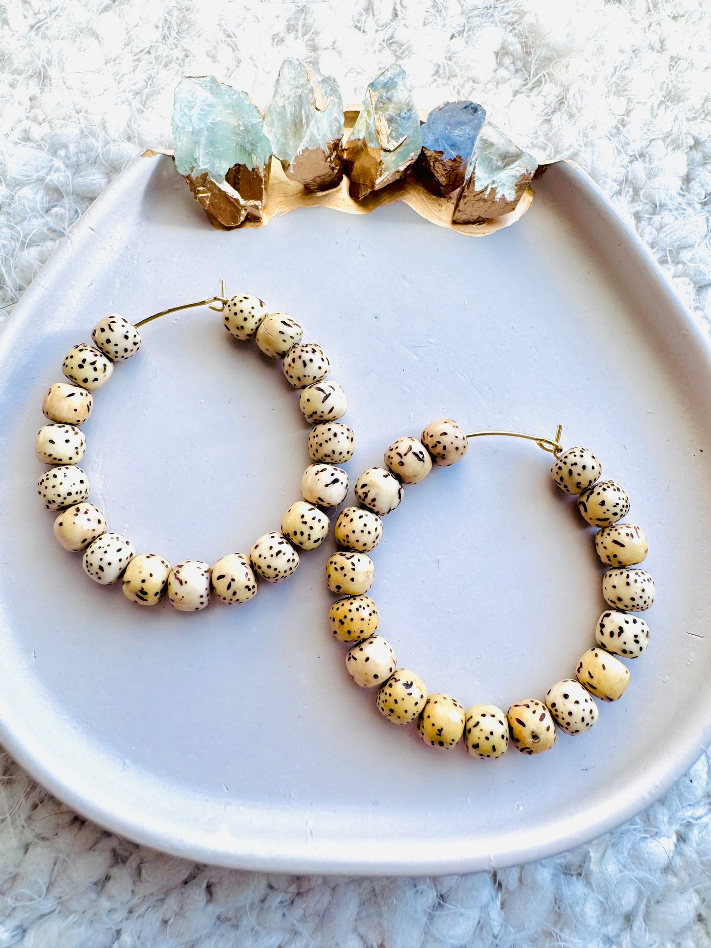 Bodhi Lotus Seed + Gold Hoop Earrings