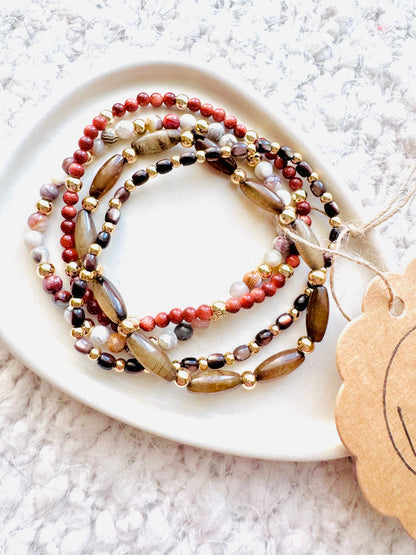 Brown + Red in Gold Stack (4-stack)
