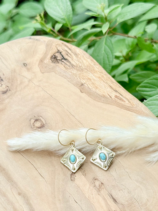Turquoise + Matte Gold Cowgirl Earrings