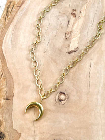 Crescent Moon + Waterproof Gold Necklace