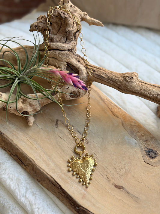 Gold Heart + Carabiner Necklace