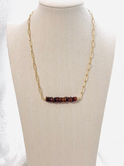 Amber + Gold Chain Bar Necklace