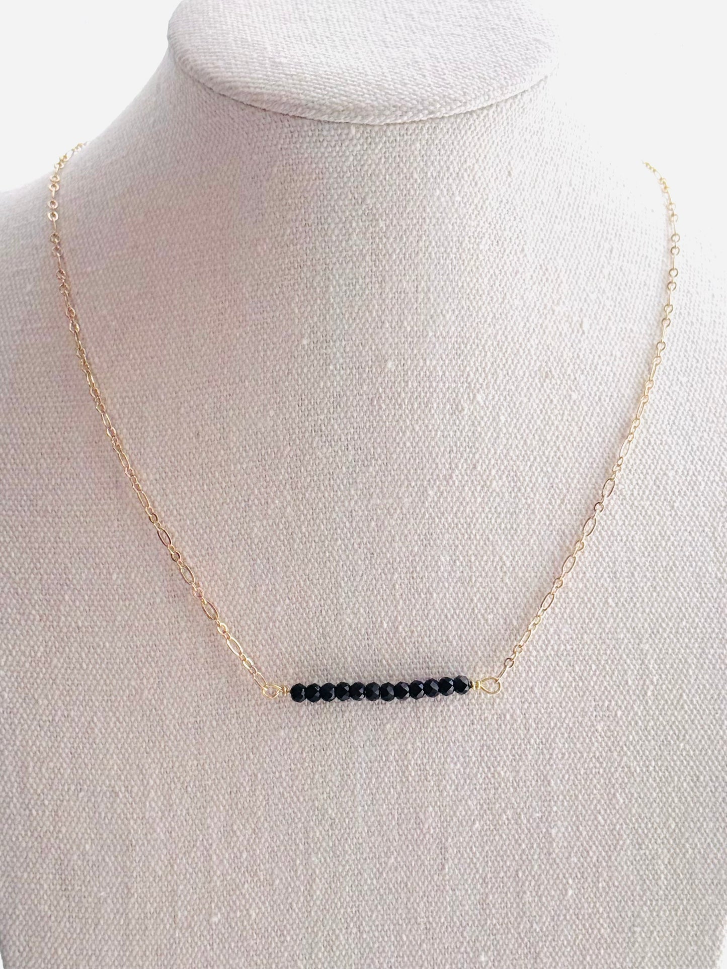 Rainbow Obsidian + Gold Chain Mini Bar Necklace