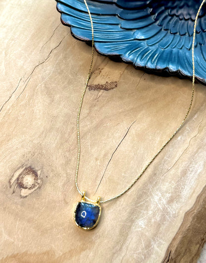 Labradorite + Gold Pendant Necklace