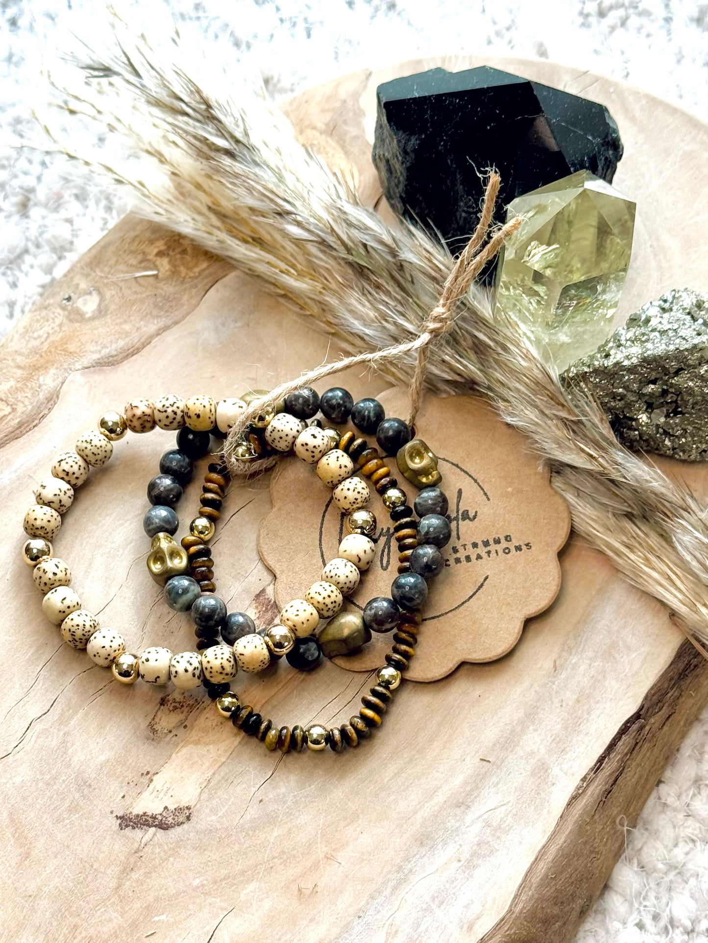 Tan + Gold Skully Stack (3-stack)