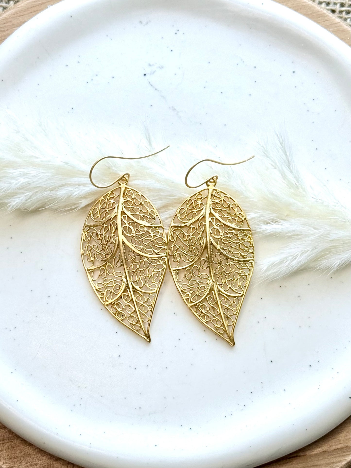 Matte Gold Leaf Earrings