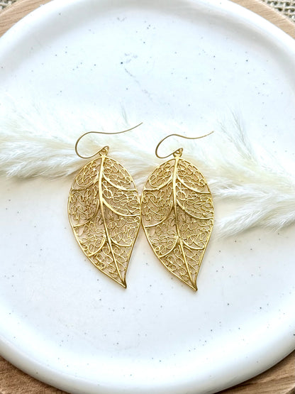 Matte Gold Leaf Earrings